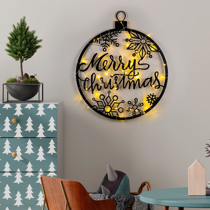 Wallity XMASBLACK - 030 Accesorio decorativo de pared de metal con LED Wallity XMASBLACK - 030 Accesorio decorativo de pared de metal con LED